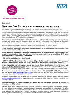 Summary Care Record Consent form