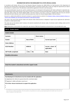 Information notice for enrolment in a state special school