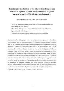 Kinetics and mechanism of the adsorption of methylene blue from