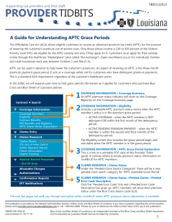 TB0013 APTC Grace Periods - Blue Cross and Blue Shield of