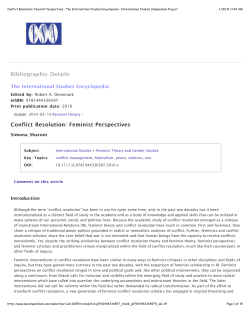 Conflict Resolution: Feminist Perspectives