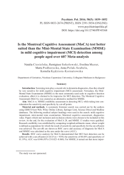 Is the Montreal Cognitive Assessment (MoCA)