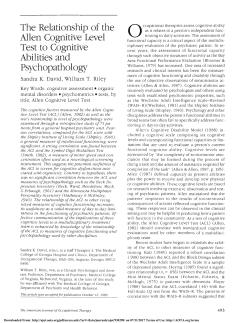 The Relationship of the Allen Cognitive Level Test to Cognitive