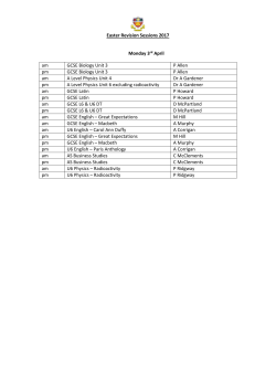 Easter Revision Sessions 2017 Monday 3rd April am GCSE Biology