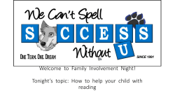 Family Involvement Night! Tonight*s topic: How to help your child