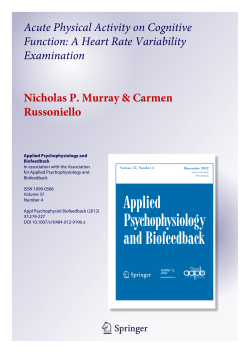 Acute Physical Activity on Cognitive Function