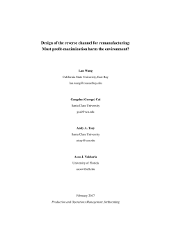 Design of the reverse channel for remanufacturing: Must profit