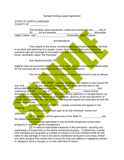 Sample Hunting Lease Agreement STATE OF NORTH CAROLINA