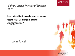 Shirley Lerner Memorial Lecture 2013 Is embedded employee voice