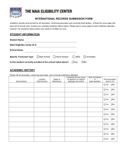 transcript submission cover page, with instructions