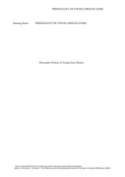 PERSONALITY OF YOUNG CHESS PLAYERS Personality Profiles