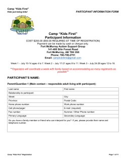 2004 Participant Membership Form