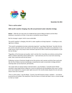 City of Nelson Permanent Water Reduction Strategy
