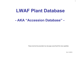 LWAF Plant Database - Plant Accession at Lake Wilderness