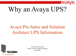 Avaya UPS Product Manager
