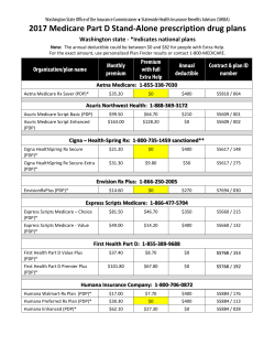 2017 Medicare Part D Stand-Alone prescription drug plans