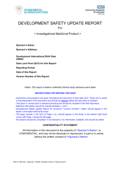 SOP S-1004 Appendix 1 &ndash; DSUR Template