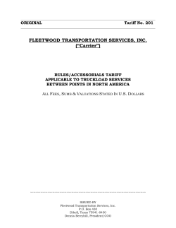 FLEETWOOD TRANSPORTATION SERVICES, INC. (&ldquo;Carrier&rdquo;)