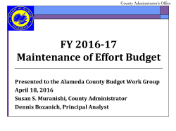 FY 2016-17 Maintenance of Effort Budget