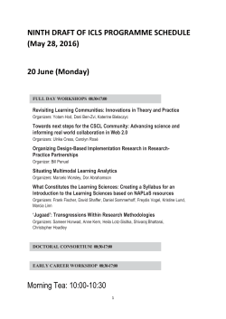 NINTH DRAFT OF ICLS PROGRAMME SCHEDULE (May 28, 2016)