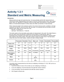 1. Complete the English and Metric measurement questions in this