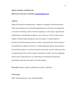0 Spinoza, Equality, and Hierarchy Beth Lord, University of