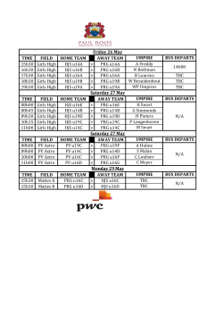 TIME FIELD HOME TEAM AWAY TEAM UMPIRE BUS DEPARTS