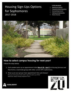Housing Sign-Ups Options for Sophomores
