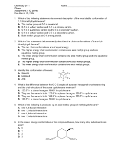 Chemistry 2411 Name Clower Assignment 3: 12 points Due March