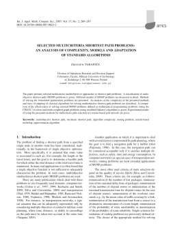 SELECTED MULTICRITERIA SHORTEST PATH PROBLEMS: AN