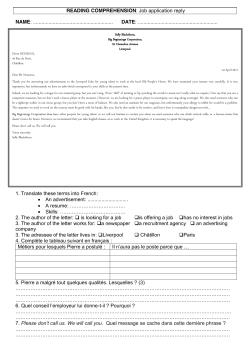 READING COMPREHENSION: Job application reply NAME