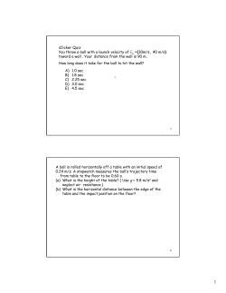 iClicker Quiz You throw a ball with a launch velocity of =(30m/s, 40
