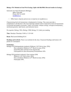 Biology 470: Methods in Food Web Ecology (Split with Bio550B