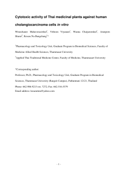 Cytotoxic activity of Thai medicinal plants against