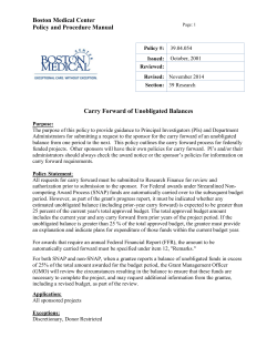 Carry Forward of Unobligated Balances