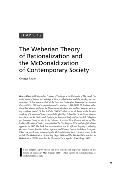 The Weberian Theory of Rationalization and the