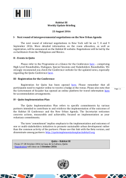 Habitat III Weekly Update Briefing 23 August 2016 I