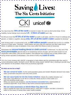 Dehydration the second leading threat to child survival. Furthermore