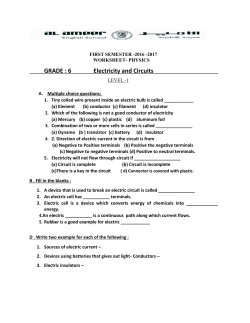 GRADE : 6 Electricity and Circuits