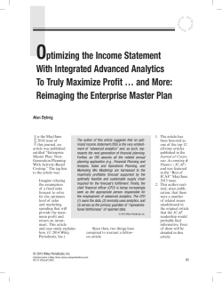 CFO and advanced analytics - A revolutionary, new income