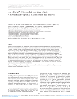 Use of MMPI-2 to predict cognitive effort