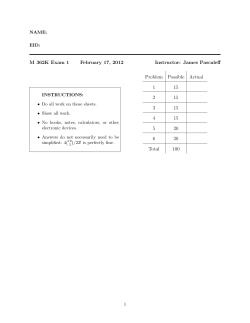 M 362K Exam 1 February 17, 2012 Instructor: James Pascaleff