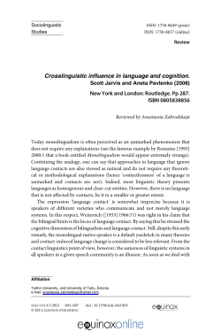 Crosslinguistic influence in language and cognition.
