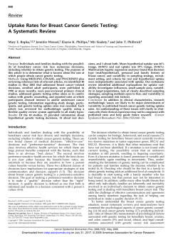 Uptake Rates for Breast Cancer Genetic Testing: A Systematic Review