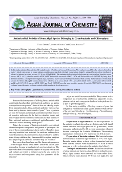Antimicrobial Activity of Some Algal Species Belonging to
