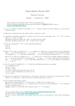Nepal Algebra Project 2017