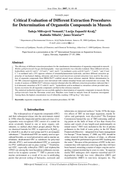 Critical Evaluation of Different Extraction Procedures for