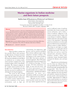General Article Marine organisms in Indian medicine and