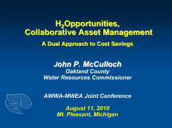H 2 Opportunities - Michigan Water Environment Association