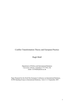 Conflict Transformation Theory and European Practice